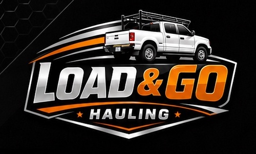 Load & Go Hauling logo with white pickup truck